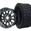 15 INCH GOLF CART WHEELS AND TIRE SET OF 4 BNDL-TR1502-WH1503-LN0001-CC0001 – SGC 15″ Venom Machined/Black Wheel – Aluminum Alloy / STEELENG 23″x10″-15″ GATOR AT Tire DOT Approved