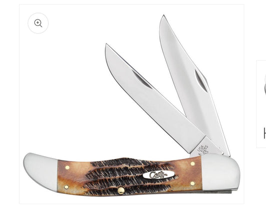 Case 6.5 BoneStag - Folding Hunter (6.5265 SS) w/ Leather Sheath