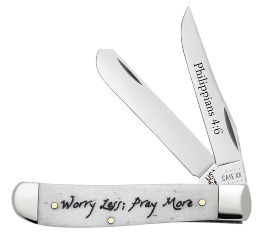 Religious Sayings - Embellished Smooth Natural Bone Mini Trapper (6207 SS) - Philippians 4:6