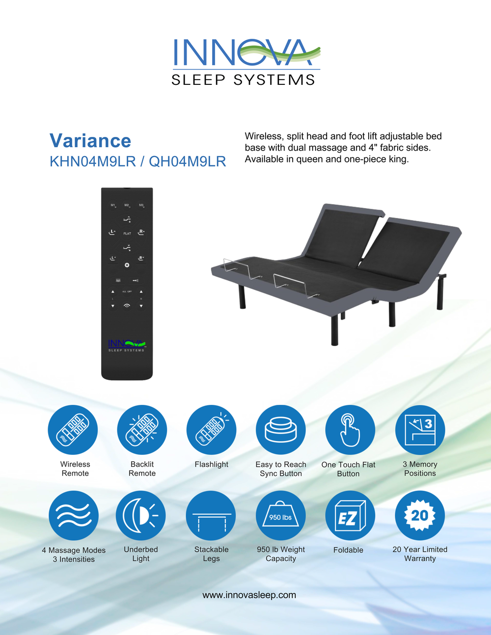 INNOVA Variance Adjustable Bed Base