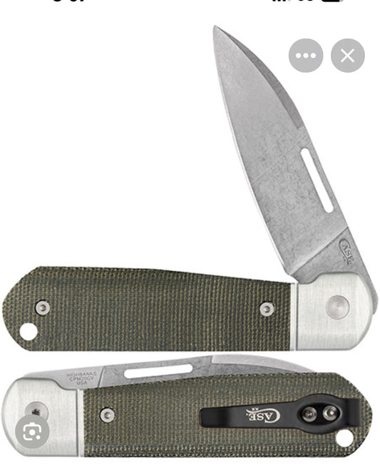 BRIDGELINE - Smooth OD Green Canvas Micarta® Highbanks™ (HIGHBANKS™ CPM20CV)