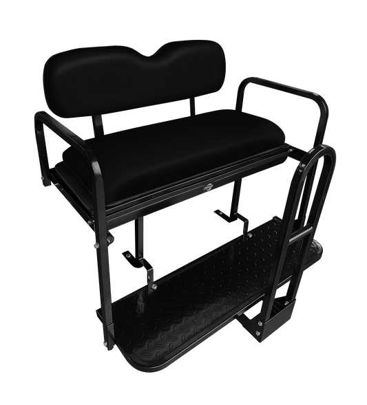 GOLF CART REAR SEAT BNDL-SFPR09-SC0022BNDL-SFPR09-SC0022 – NOMAD Rear Flip Seat – Club Car Precedent (also Tempo) / Black Cushion Set