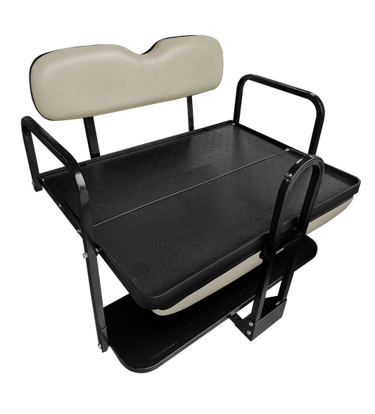 YAMAHA GOLF CART REAR SEAT  BNDL-SFYM09-SC0027 – NOMAD Rear Flip Seat – Yamaha G29 (Drive) / Sandstone Cushion Set