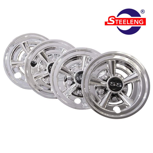 GOLF CART HUB CAPS WC0801 – SGC 8″ Wheel Covers Chrome finish SS design (SET OF 4)