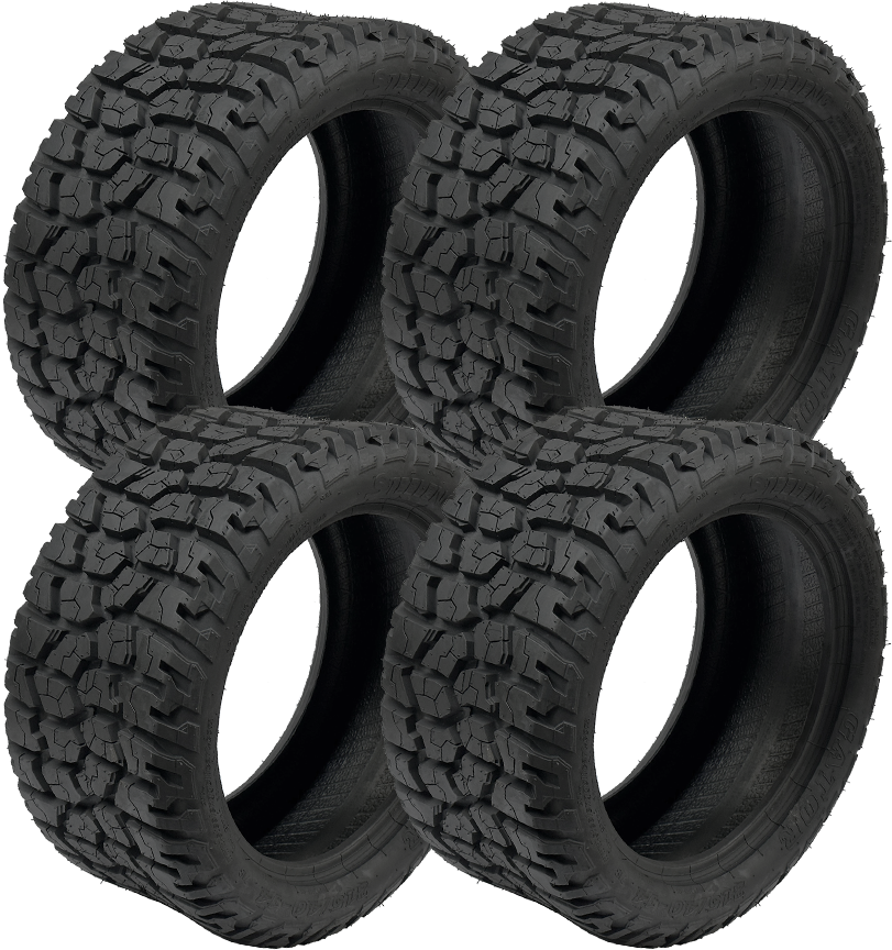 14 INCH BEAST GOLF CART WHEELS BNDL-TR1401-WH1431-CC0023-LN0002 - SGC 14" White Widow Wheel - Aluminum Alloy / STEELENG 22"x10.5"-14" GATOR All Terrain DOT Approved