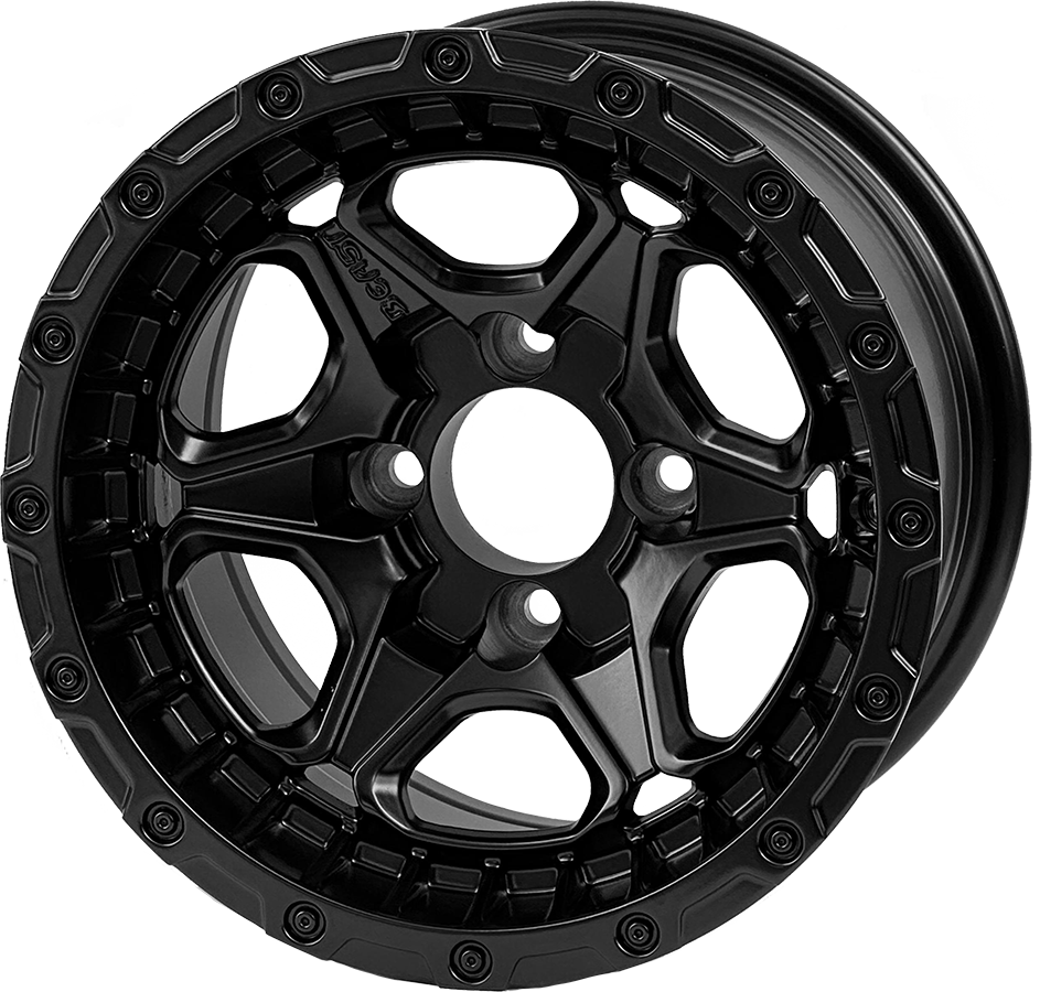 GOLF CART WHEELS AND TIRES BNDL-TR1201-WH1265-CC0024-LN0006 - SGC 12" Grizzly Matte Black Wheel - Aluminum Alloy / STEELENG 20"x10"-12" GECKO Street Tire SET OF 4