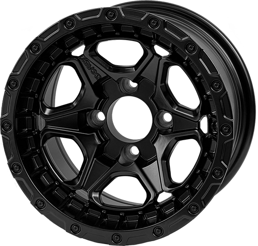 GOLF CART WHEELS AND TIRES BNDL-TR1201-WH1265-CC0024-LN0006 - SGC 12" Grizzly Matte Black Wheel - Aluminum Alloy / STEELENG 20"x10"-12" GECKO Street Tire SET OF 4