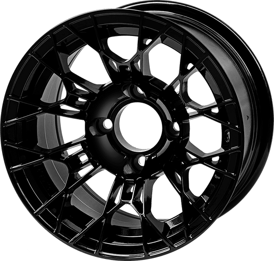SGC 12″ Tarantula Glossy Black Wheel – Aluminum Alloy GOLF CART WHEEL AND TIRE SET of 4