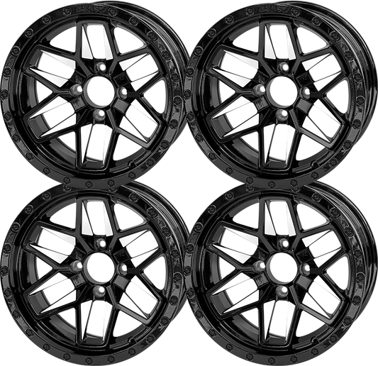 14 INCH BEAST GOLF CART WHEELS BNDL-TR1401-WH1431-CC0023-LN0002 - SGC 14" White Widow Wheel - Aluminum Alloy / STEELENG 22"x10.5"-14" GATOR All Terrain DOT Approved