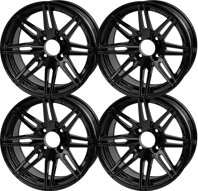 14 INCH GOLF CART WHEEL SET OF 4 BNDL-WH1437 –  14″ Lynx Glossy Black Wheel – Aluminum Alloy (SET OF 4)