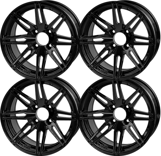14 INCH GOLF CART WHEEL SET OF 4 BNDL-WH1437 –  14″ Lynx Glossy Black Wheel – Aluminum Alloy (SET OF 4)