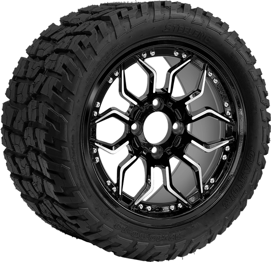 14" Scorpion Machined Black Wheel - Aluminum Alloy /  22"x10.5"-14" GATOR All Terrain DOT Approved